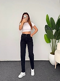 BELİ LASTİKLİ MOM JEAN