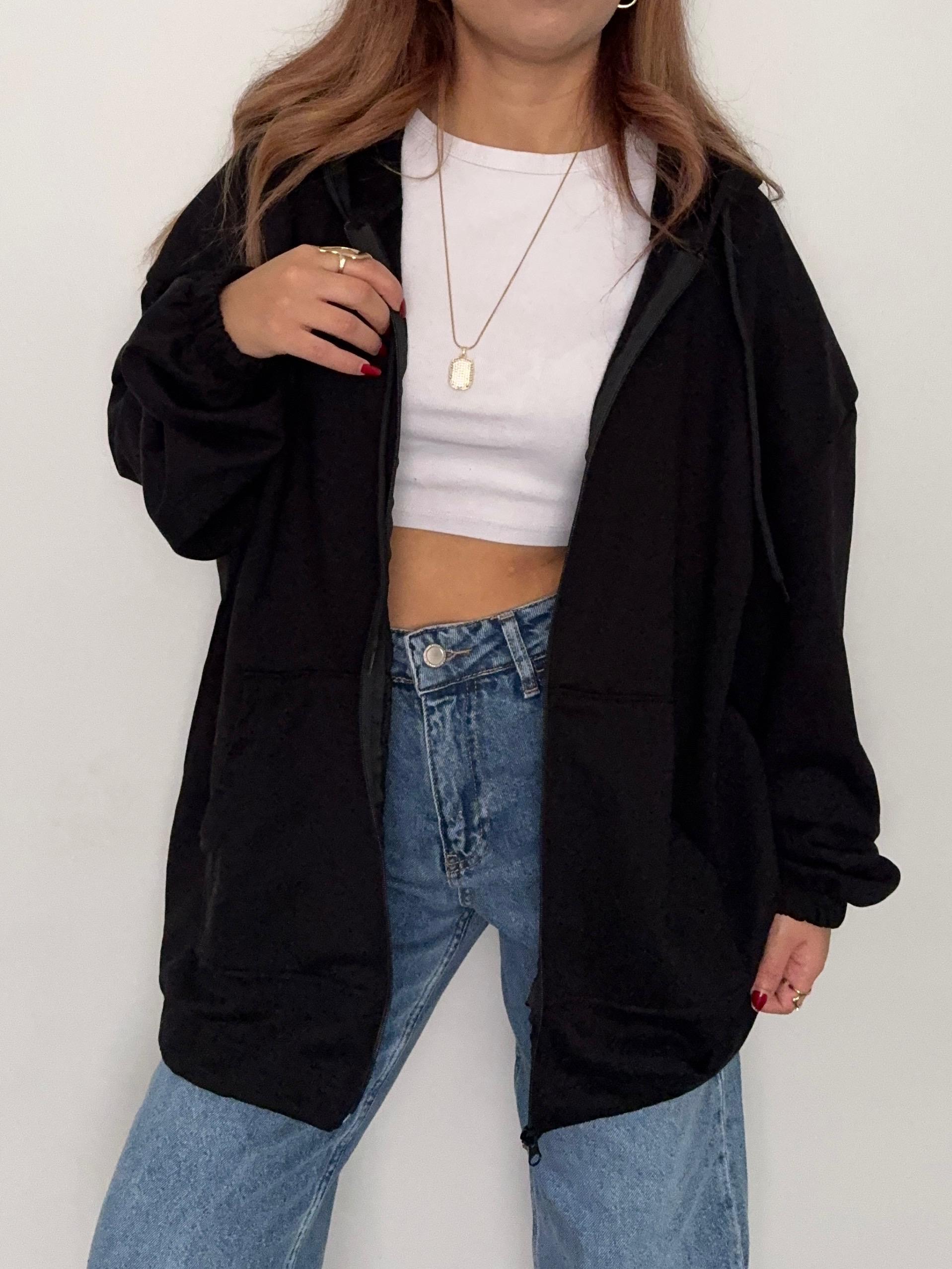 Siyah Kapüşonlu Sweatshırt